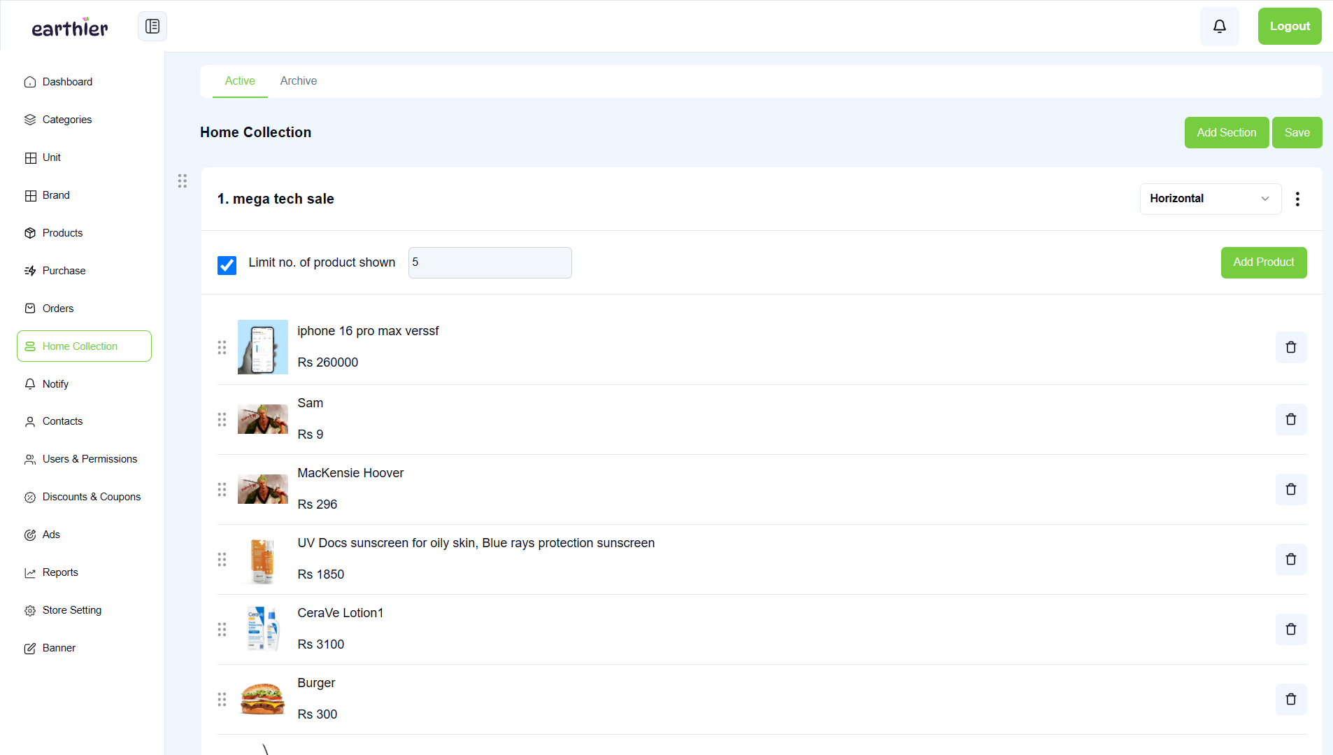 Product Management with Categories & Filters